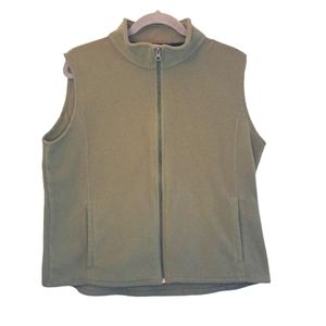 Woolrich Sage Green Fleece Vest With Pockets Size Large